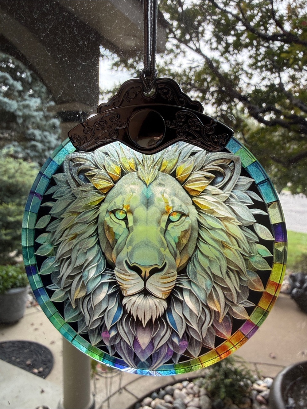 Lion Stained Glass-Style Hanging Art - Multicolor - Ornament or Suncatcher